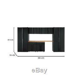 Husky Heavy Duty Welded 156x81x24 in Steel Garage Cabinet Set in Black (8-Piece)