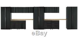 Husky Heavy Duty Welded 276x81x24 in Steel Garage Cabinet Set Black (14-Piece)