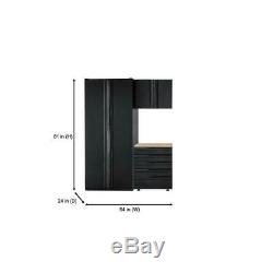 Husky Heavy Duty Welded 64x81x24 in Steel Garage Cabinet Set in Black (3-Piece)