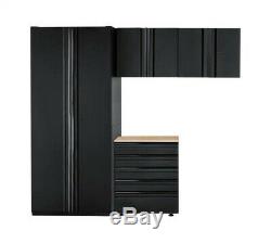 Husky Heavy Duty Welded 92x81x24 in Steel Garage Cabinet Set in Black (4-Piece)