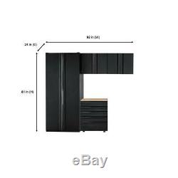 Husky Heavy Duty Welded 92x81x24 in Steel Garage Cabinet Set in Black (4-Piece)