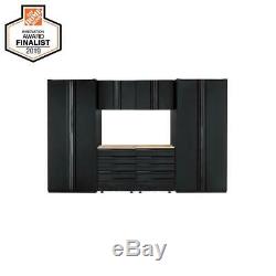 Husky Heavy Duty Welded Steel Garage Cabinet Set in Black (6-Piece)