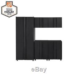 Husky Steel Garage Cabinet Set Black 5-Piece Welded 78 in W x 75 in H x 19 in D