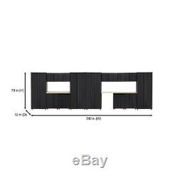 Husky Welded 242 in. W x 75 in. H x 19 in. D Steel Garage Cabinet Set in Black