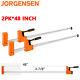 Jorgensen 2pack 48-inch Bar Clamps 90° Cabinet Master Parallel Jaw Bar Clamp Set