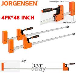 JORGENSEN 4Pack 48-inch Bar Clamps Set 90° Cabinet Master Parallel Jaw Bar Clamp