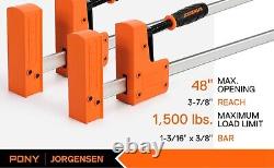Jorgensen 2-pack 48 Bar Clamp Set 90° Cabinet Master Parallel Jaw Bar Clamp Set