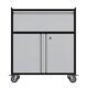 Kaikeeqli Freestanding Storage Cabinet Set 35.43h Lockable Metal In Black/gray