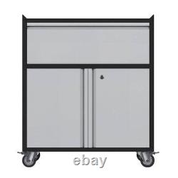 Kaikeeqli Freestanding Storage Cabinet Set 35.43H Lockable Metal In Black/Gray