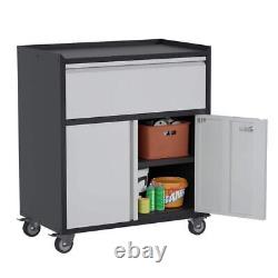 Kaikeeqli Freestanding Storage Cabinet Set 35.43H Lockable Metal In Black/Gray