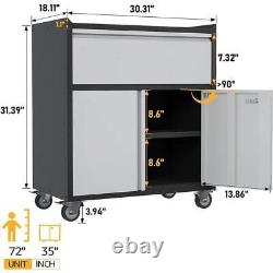 Kaikeeqli Freestanding Storage Cabinet Set 35.43H Lockable Metal In Black/Gray