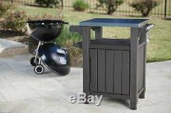 Keter Unity Portable Outdoor Table With Storage Cabinet And Stainless Steel Top