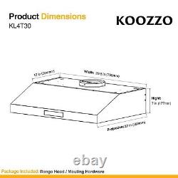 Koozzo 30/36 Ducted Under-Cabinet Stainless Steel Range Hood, 860CFM