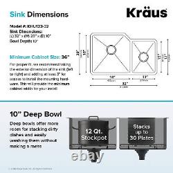 Kraus Standart PRO 32 Undermount 60/40 Kitchen Sink Satin-Certified Refurbished