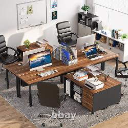 L-Shaped Computer Desk with Storage Drawers Cabinet Set, Large Executive Office
