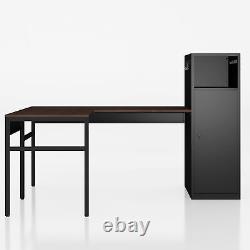 L shaped Metal storage cabinet with desk File Cabinet Locker Cupboard desk set