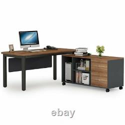 Large Executive Office Desk with Drawers and Shelves 55 Desk+Mobile Cabinet Set