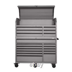 Large Tool Chest and Cabinet Set, Heavy-Duty 56 in W 18-Drawer Combination, Gray