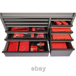 Large Tool Chest and Cabinet Set, Heavy-Duty 56 in W 18-Drawer Combination, Gray