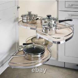 Lemans II 2-Shelf Lazy Susan for Blind Corner Cabinets Chrome and Maple
