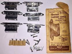 Lot 9+ Pairs 1950's Amerock Cabinet Hinge Set E7645 Chrome NOS 3/4 Flush Doors