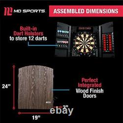 MD Sports BristleSmart Dartboard with Cabinet Steel Tip Darts Set Electronic