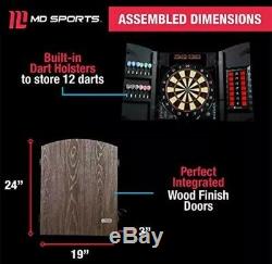 MD Sports Electronic Dartboard Cabinet Set Bristlesmart (Steel Tip Darts) Heavy