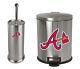 Mlb Stainless Steel Trash Can And Toilet Brush Set With Baseball Team Logo Decals