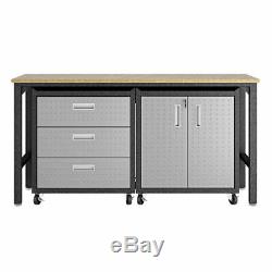 Manhattan Comfort Fortress Grey 72-Inch Three-Piece Garage Cabinet Set 16GMC
