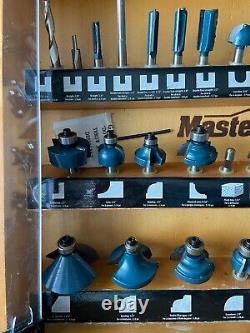 MasterCraft 36pc Carbide Tipped ROUTER BIT SET 1/4 Shank in Wood Cabinet