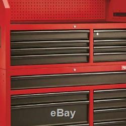 Milwaukee 16 Drawer Steel Tool Chest Rolling Cabinet Set Textured Red Black New