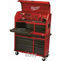 Milwaukee Steel Tool Chest Rolling Cabinet Set 14-Inch Textured Red Black