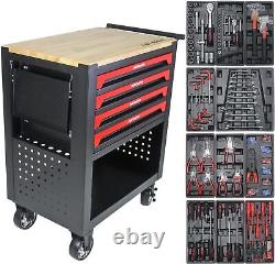 Mobile Tool Cabinet with 4 Drawers, Rolling Tool Sets Tool Storage Box Tool Case