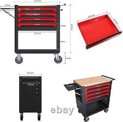 Mobile Tool Cabinet with 4 Drawers, Rolling Tool Sets Tool Storage Box Tool Case