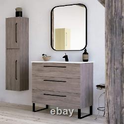 Modern Bathroom Vanity Cabinet Set Dakota Chicago Grey Oak Wood 40 X 33 X 18