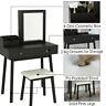 Modern Dressing Table And Jewelry Cabinet With Lock Set With Mirror 2 Drawer Us