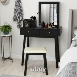 Modern Dressing Table and Jewelry Cabinet With lock Set with Mirror 2 Drawer US