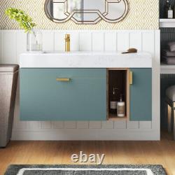 Modern Green Bathroom Vanity Set Wall-Mounted Bathroom Cabinet With Ceramic Sink