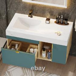 Modern Green Bathroom Vanity Set Wall-Mounted Bathroom Cabinet With Ceramic Sink