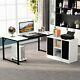 Modern L-shaped Executive Office Desk Business Furniture Set With File Cabinet
