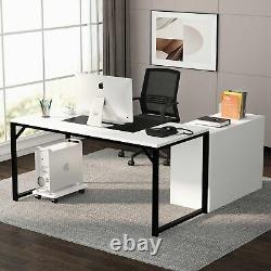 Modern L-Shaped Executive Office Desk Business Furniture Set with File Cabinet
