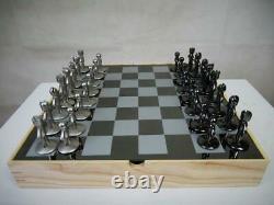 Modernist Buddy Chess Set Matt And Brushed Stainless Steel By Umbra+ Cabinet