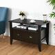 Multi-function Retro Coffee Cabinet Table With 2 Drawers Spacious Tabletop New