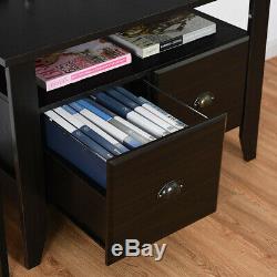 Multi-function Retro Coffee Cabinet Table with 2 Drawers