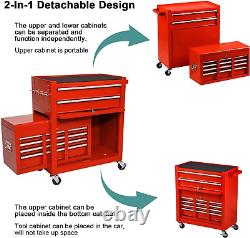 Multifunctional Rolling Tool Chest Set, 2 in 1 Detachable 8 Drawer Tool Chest wi