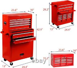 Multifunctional Rolling Tool Chest Set, 2 in 1 Detachable 8 Drawer Tool Chest wi