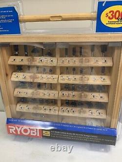 NEW RYOBI A25REO1 (40 pc) 1/4 Shank Carbide Router Bit Set with Storage Cabinet