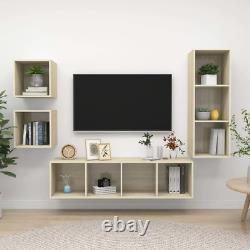 NNEVL 4 Piece TV Cabinet Set Sonoma Oak Chipboard