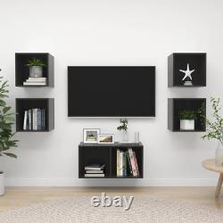 NNEVL 5 Piece TV Cabinet Set High Gloss Grey Engineered Wood