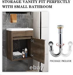 NUTTUTO 16 Bathroom Vanity with Sink Combo Wall Mounted Cabinet Set for Small